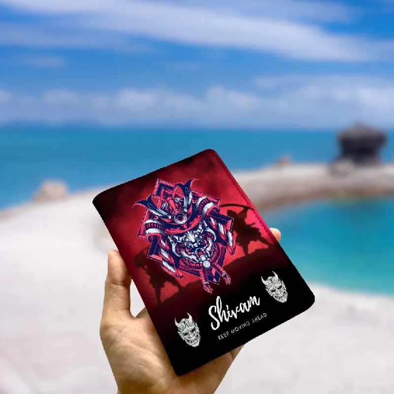 Leather Passport Covers & Wallets with Handmade Stitching for Luxury TravelersAnime Passport Cover - Oni Mask