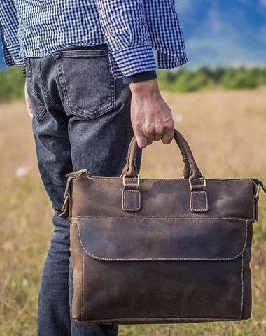 Vintage Leather Mens Coffee Briefcase Shoulder Bag Work Bag Laptop Bag Business Bag for Men Vintage Leather Mens Coffee Briefcase Shoulder Bag Work Bag Laptop Bag Business Bag for Men