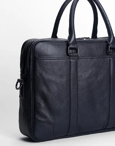 Cool Black leather mens Briefcase laptop Briefcase Work Shoulder Bag for Men