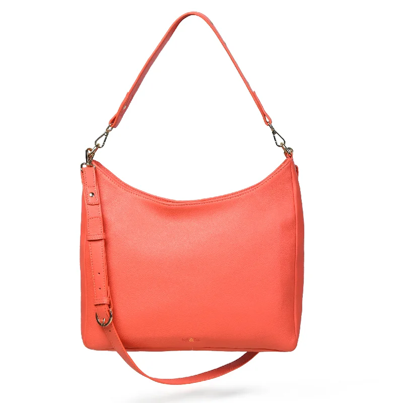 ASAM Hobo Crossbody Bag in Coral Leather