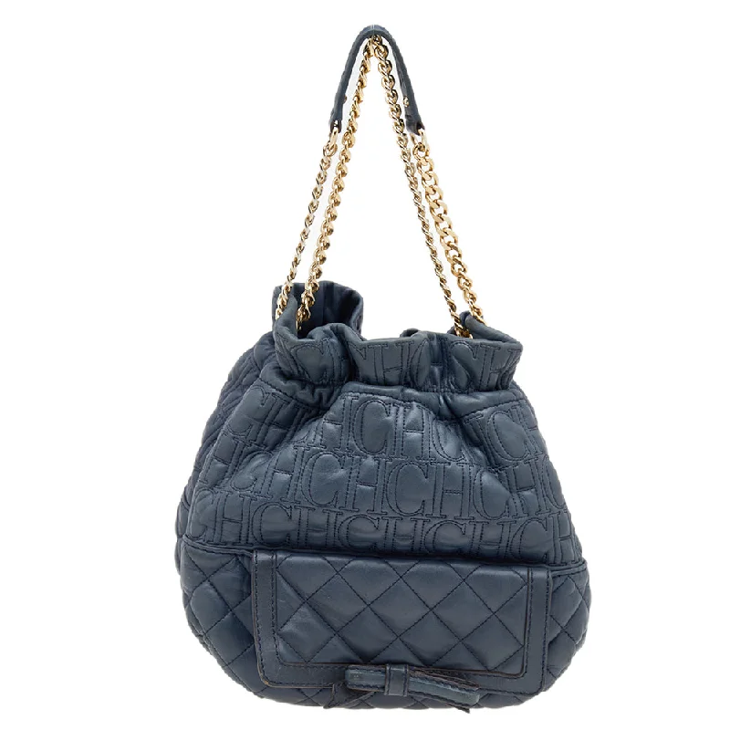 Carolina Herrera Quilted Leather Bucket Bag