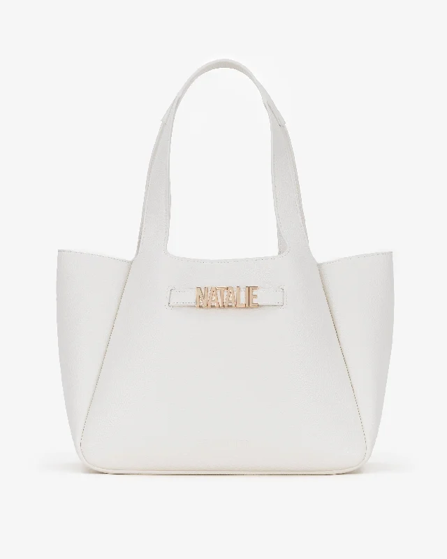 Casual Tote in Off White with Personalised Hardware