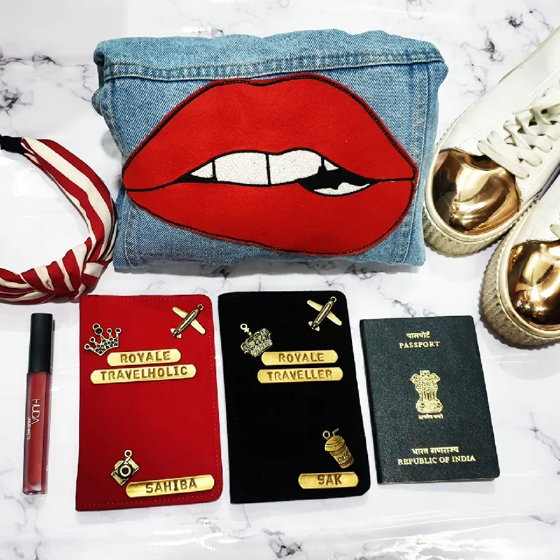 Leather Passport Covers & Wallets with Handmade Stitching for Luxury TravelersPersonalised Couple Velvet Passport Cover Leather Passport Covers & Wallets with Handmade Stitching for Luxury TravelersPersonalised Couple Velvet Passport Cover