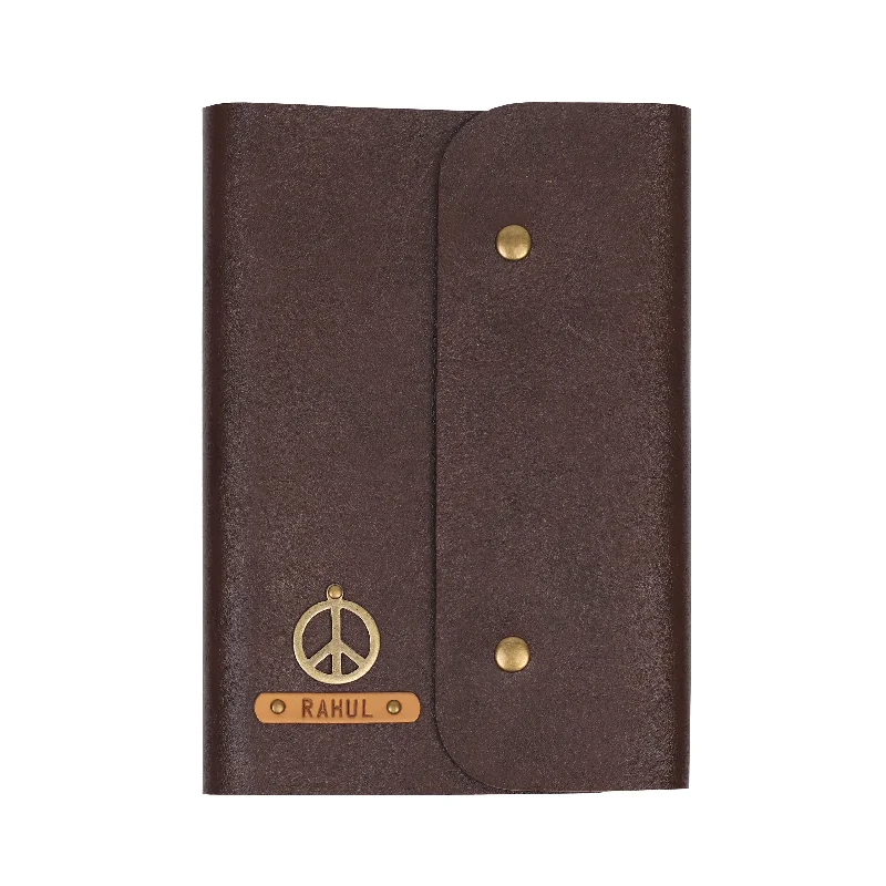 Leather Passport Covers & Wallets with Handmade Stitching for Luxury TravelersDark Brown Button Diary