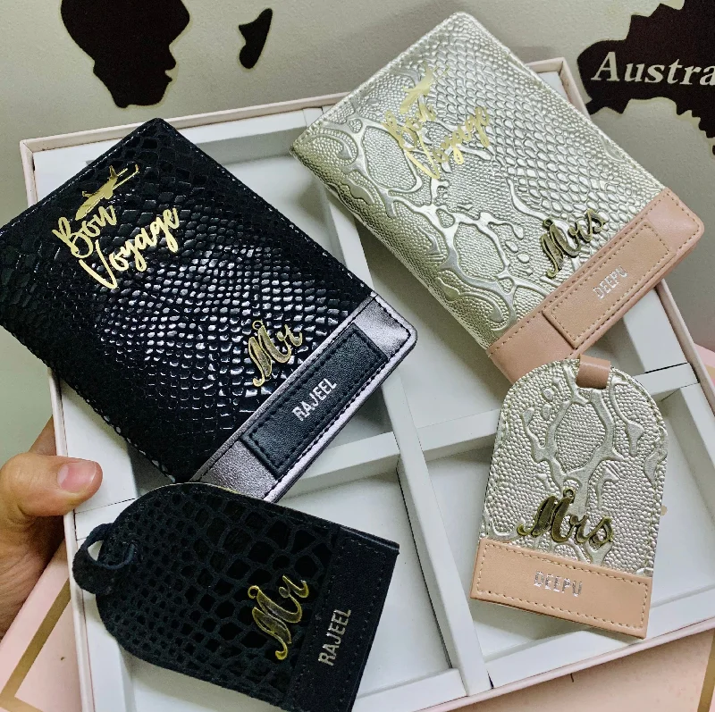 Silver-Plated Passport Covers & Wallets with Gemstone Accents for Elegant WomenDesigner Couple Passport Covers & Luggage Tags Silver-Plated Passport Covers & Wallets with Gemstone Accents for Elegant WomenDesigner Couple Passport Covers & Luggage Tags