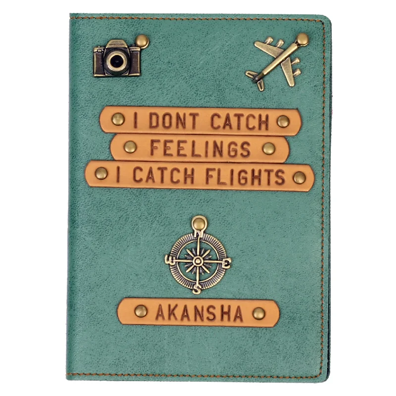 Embroidered Silk Passport Covers & Wallets with Gold Thread for Special OccasionsI dont catch feelings, I catch flights - Personalized Passport Cover Embroidered Silk Passport Covers & Wallets with Gold Thread for Special OccasionsI dont catch feelings, I catch flights - Personalized Passport Cover