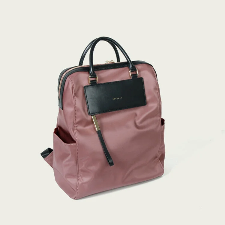 Ladies Nylon Backpack Bag Pink Bookbag For Women