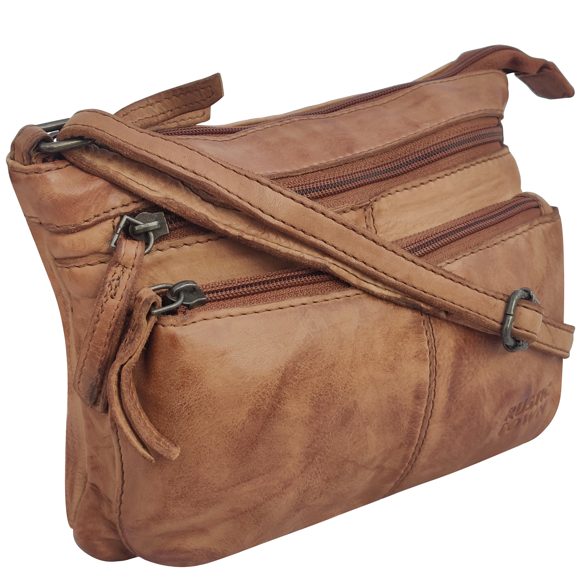 Leather Crossbody Handbag for Women, Cognac