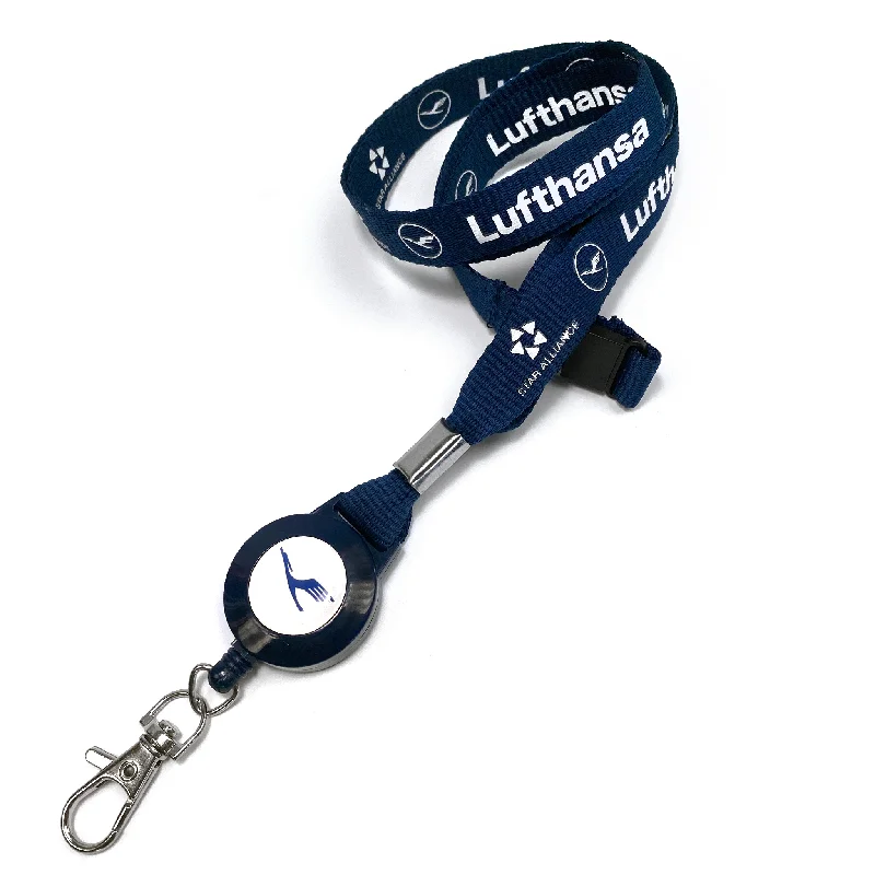 Animal-Print Passport Covers & Wallets for Trendy FashionistasLufthansa Logo Ribbed Polyester Lanyard + Badge Reel Animal-Print Passport Covers & Wallets for Trendy FashionistasLufthansa Logo Ribbed Polyester Lanyard + Badge Reel