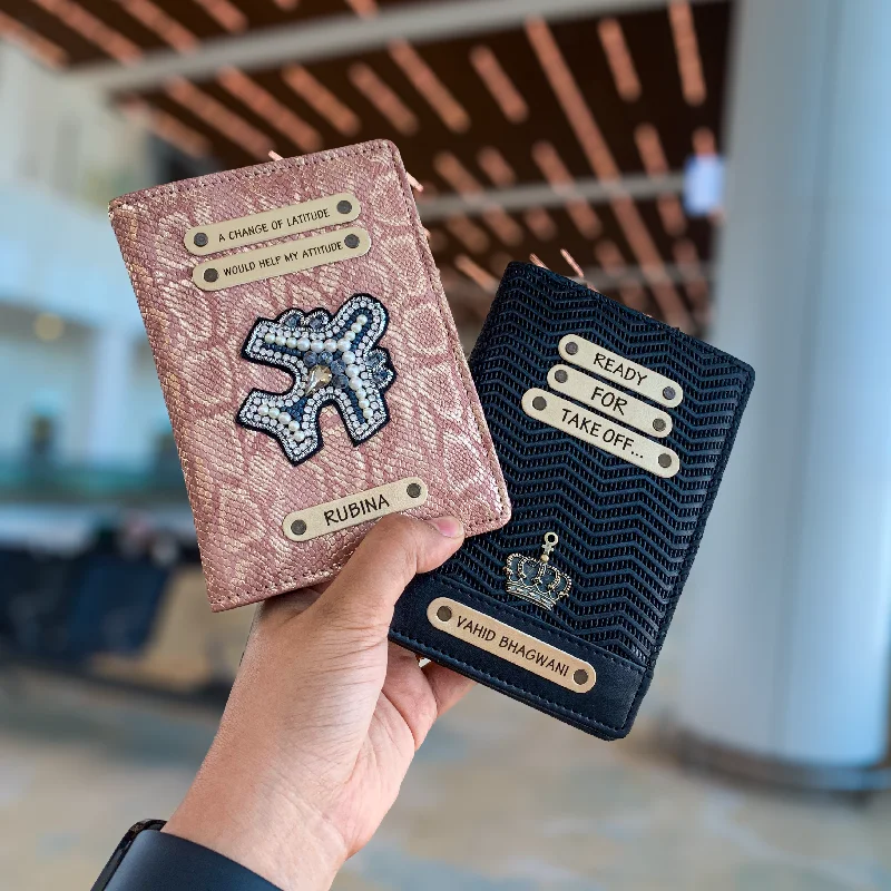 Foldable Passport Covers & Wallets Made of Flexible PVC for Easy StoragePersonalised Premium Couple Passport Covers - Black & Rose Pink Foldable Passport Covers & Wallets Made of Flexible PVC for Easy StoragePersonalised Premium Couple Passport Covers - Black & Rose Pink