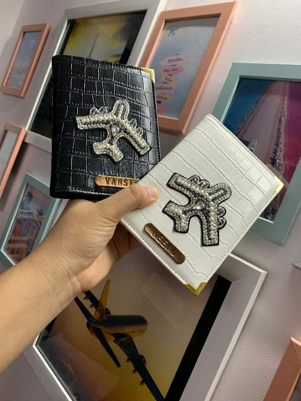 Monogrammed Leather Passport Covers & Wallets as Personalized GiftsPersonalised White Croco & Black Croco Dual Couple Passport Cover Monogrammed Leather Passport Covers & Wallets as Personalized GiftsPersonalised White Croco & Black Croco Dual Couple Passport Cover