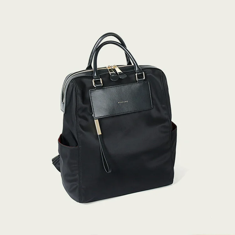 Small Women's Nylon Backpack Purse Black Rucksack For Women