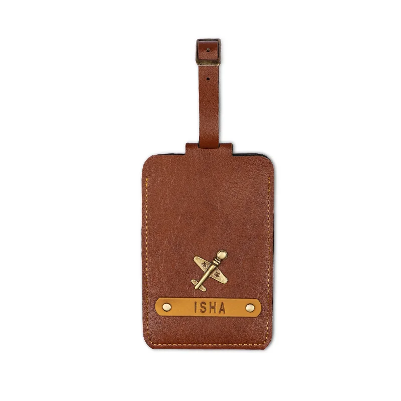 Embroidered Silk Passport Covers & Wallets with Gold Thread for Special OccasionsTan Luggage Tag - ID slot Embroidered Silk Passport Covers & Wallets with Gold Thread for Special OccasionsTan Luggage Tag - ID slot