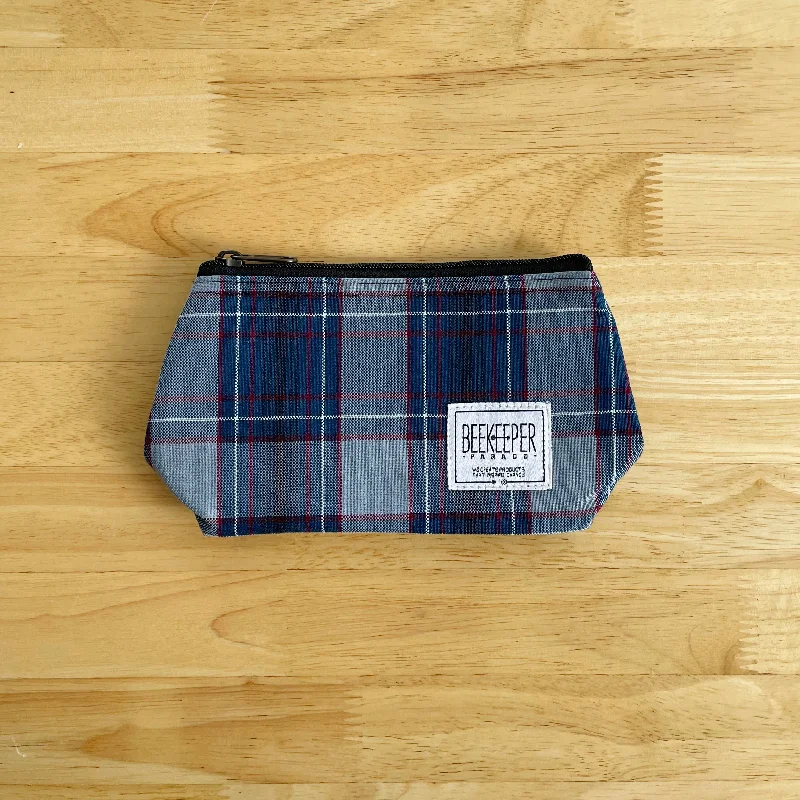 The Tartan Blue Small Toiletry + Makeup Bag
