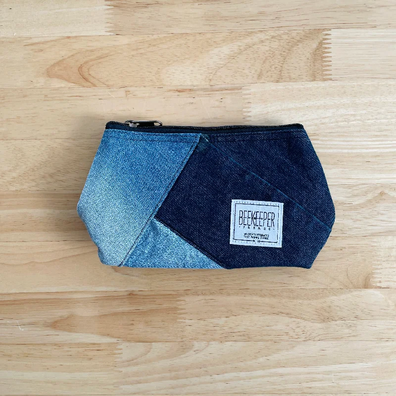 The Denim Patch 👖 Small Toiletry + Makeup Bag