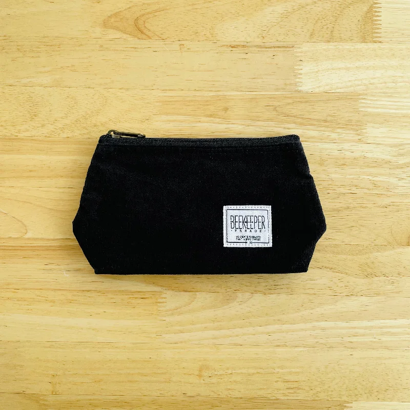 The Panda Black Corduroy 🐼 Small Toiletry + Makeup Bag