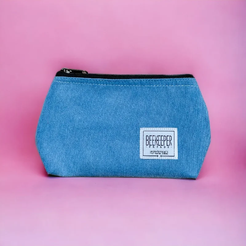 The Panda Periwinkle 🐦 Corduroy Small Toiletry + Makeup Bag