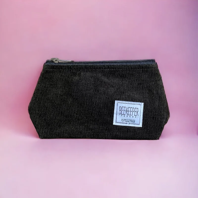 The Panda Chocolate 🍫 Corduroy Small Toiletry + Makeup Bag