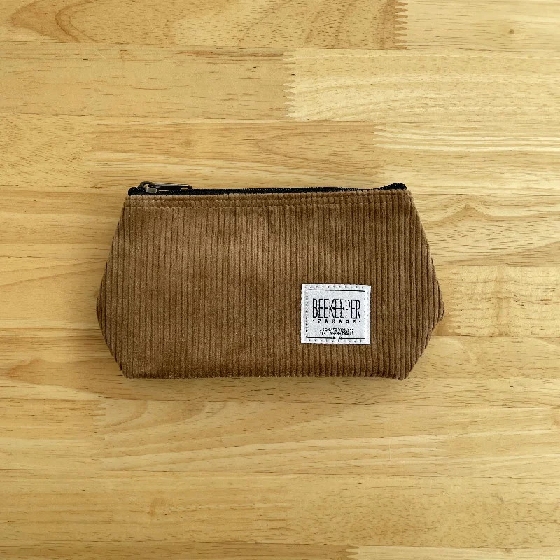 The Panda Chai Corduroy ☕️ Small Toiletry + Makeup Bag