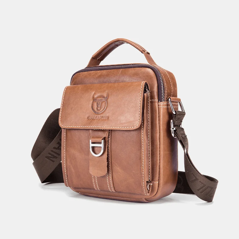 Vintage - inspired men's crossbody bag with a distressed finishVintage - inspired men's crossbody bag with a distressed finishBullcaptain Men Genuine Leather Multifunction Anti-Theft Multi-Layers Casual Crossbody Bag Shoulder Bag