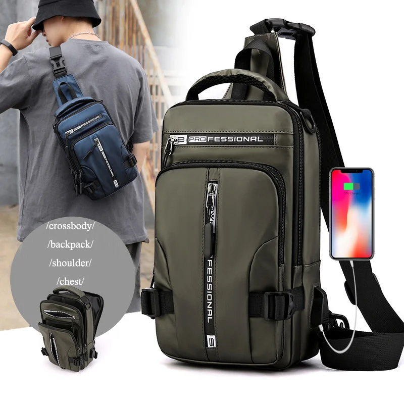 Men's waterproof backpack with adjustable sternum strap for long treksBriefcases with built-in charging portsCrossbody Bags Men Multifunctional Backpack Shoulder Chest Bags Men's waterproof backpack with adjustable sternum strap for long treksBriefcases with built-in charging portsCrossbody Bags Men Multifunctional Backpack Shoulder Chest Bags