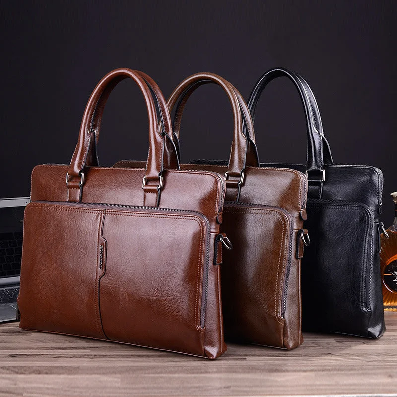 Men's leather backpack with vintage-style brass hardware for business useLightweight briefcases for daily useFashion New Men's Portable Messenger Bag Men's leather backpack with vintage-style brass hardware for business useLightweight briefcases for daily useFashion New Men's Portable Messenger Bag