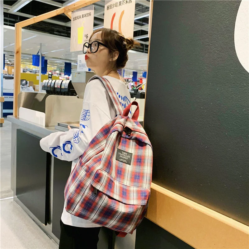 Men's foldable travel backpack with expandable design for overseas tripsDesigner briefcases for executivesKorean Style Plaid Canvas Casual Schoolbag Simple And Fashionable Men's foldable travel backpack with expandable design for overseas tripsDesigner briefcases for executivesKorean Style Plaid Canvas Casual Schoolbag Simple And Fashionable