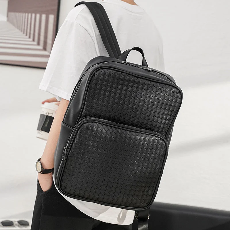 Men's foldable travel backpack with expandable design for overseas tripsDesigner briefcases for executivesNew Men's Casual Large Capacity Fashion Braided Backpack Men's foldable travel backpack with expandable design for overseas tripsDesigner briefcases for executivesNew Men's Casual Large Capacity Fashion Braided Backpack