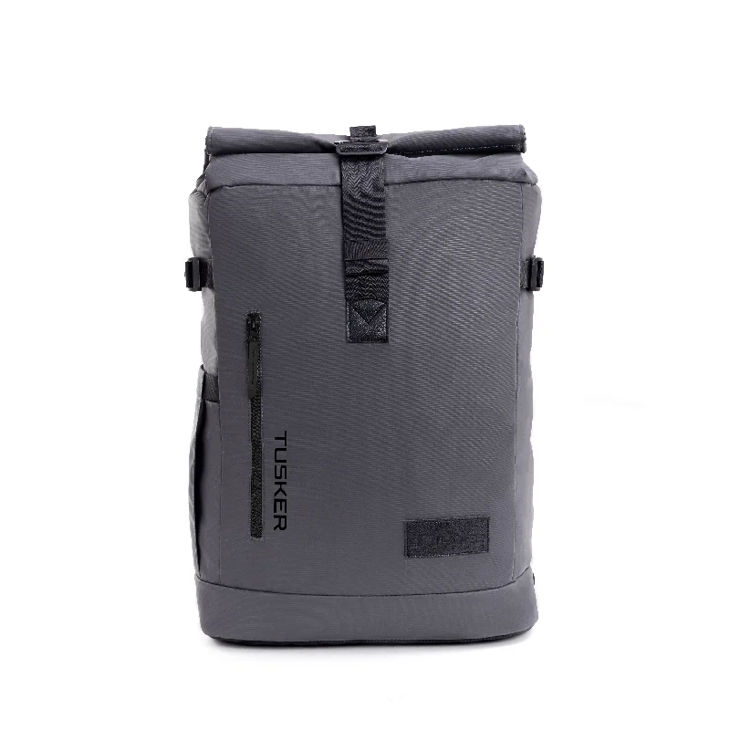 Men's waterproof backpack with adjustable sternum strap for long treksBriefcases with built-in charging portsTusker Roller Top Laptop Backpack | Grey Men's waterproof backpack with adjustable sternum strap for long treksBriefcases with built-in charging portsTusker Roller Top Laptop Backpack | Grey