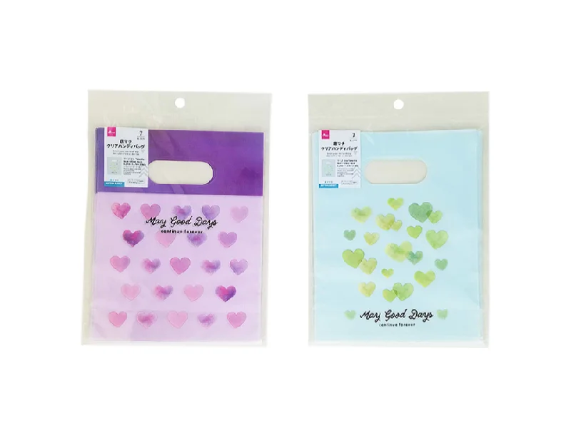 Bottom Gusset Clear Handle Bags Heart 6.29in x 7.87in x 2.36in