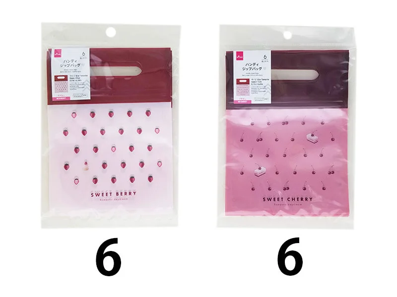 Handle zipper bags -Berry cake 5.11in x 6.69in 6pcs-