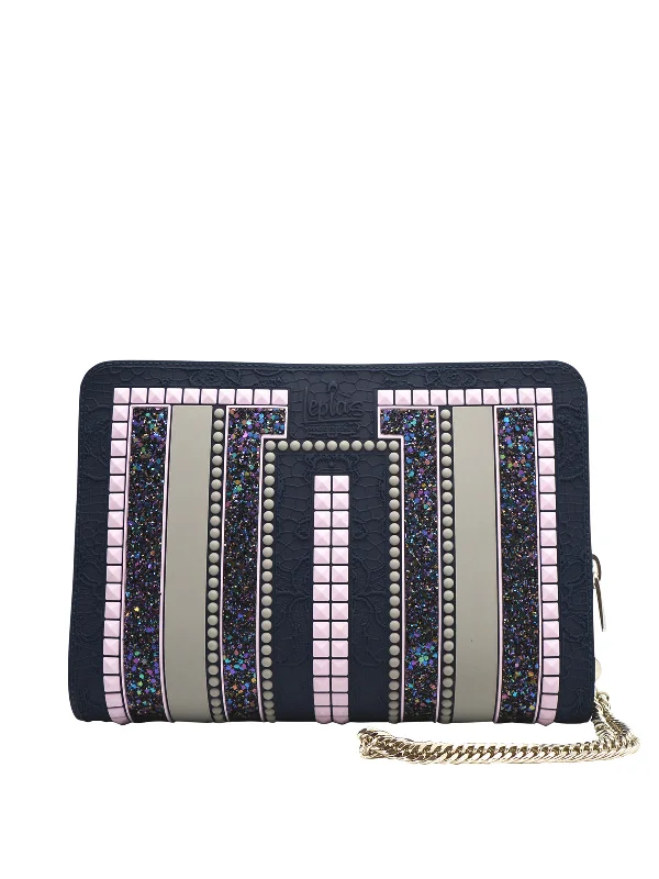 Leatherette crossbody bag with a quilted pattern for a sophisticated lookAmalia Studs Blue With Wisteria Studs Leatherette crossbody bag with a quilted pattern for a sophisticated lookAmalia Studs Blue With Wisteria Studs