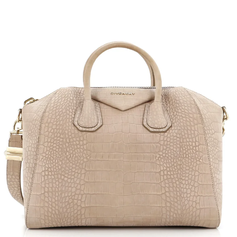 Antigona Bag Crocodile Embossed Nubuck Medium