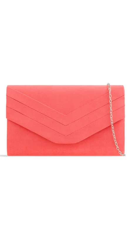 Fur - trimmed evening bag for a luxurious winter eventAria Clutch- Coral