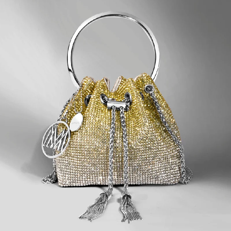 Women's satin clutch with a beaded flower accent for a glamorous eveningCaprese Aurora Silver Gold Women's satin clutch with a beaded flower accent for a glamorous eveningCaprese Aurora Silver Gold