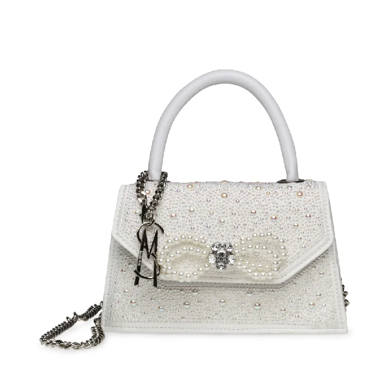Miniature evening bag with a fold - over clasp for a compact optionBADORE WHITE