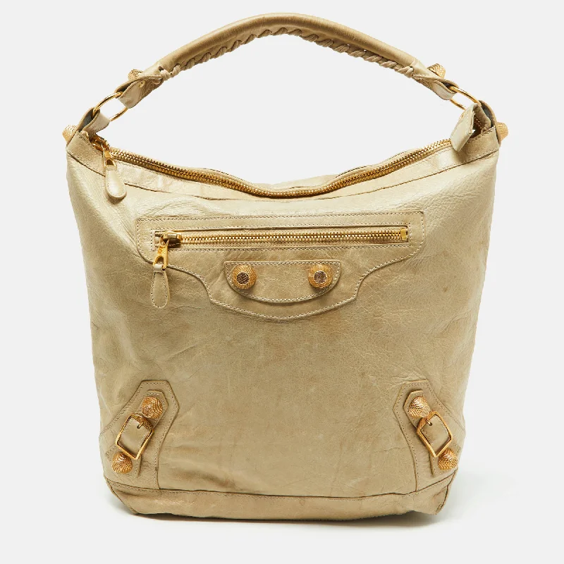 Balenciaga Beige Leather Ggh Day Hobo