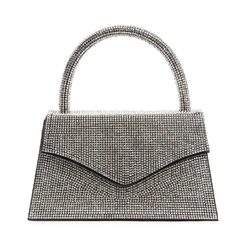 Laser - cut leather evening bag with an intricate patternBAMINA BLACK MULTI