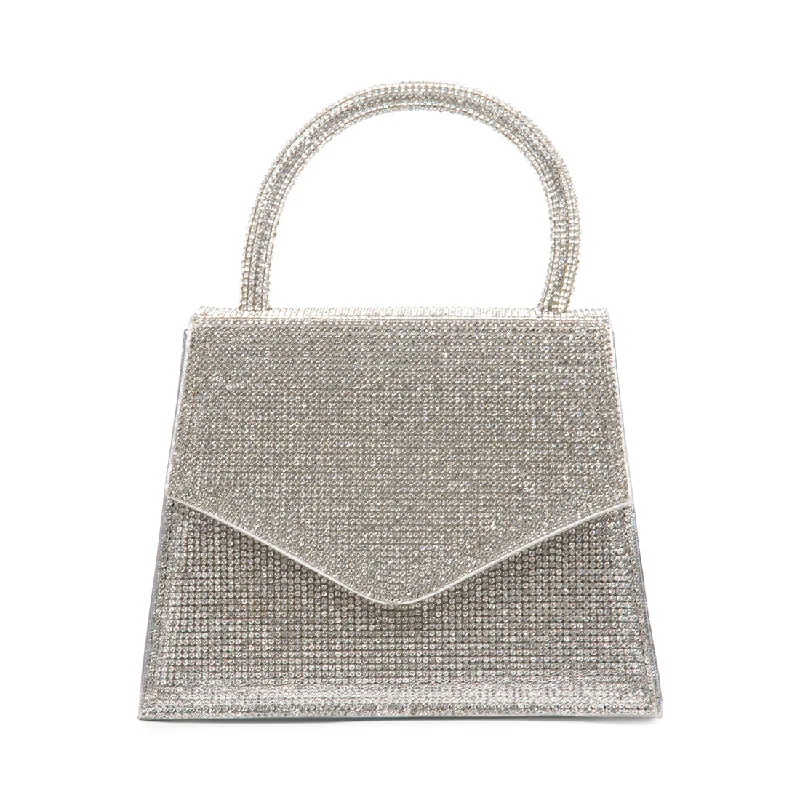 Metallic leather evening bag with a textured finishBAMINA-L SILVER