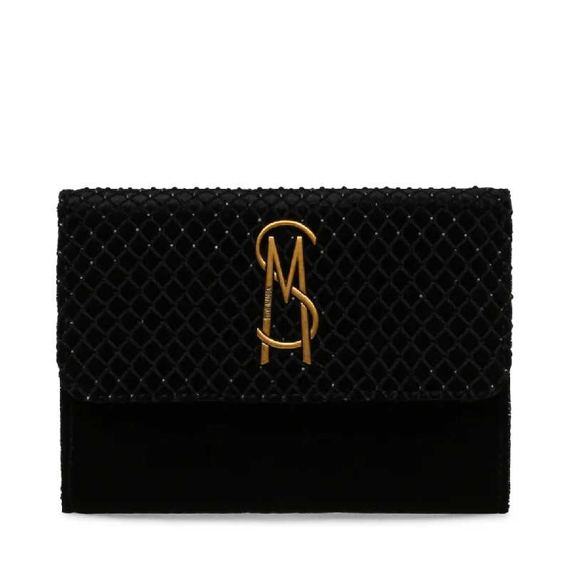 Monogrammed clutch as a personalized evening accessoryBASHA-R BLACK MULTI