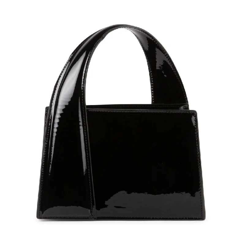 Metallic leather evening bag with a textured finishBCAROL BLACK PATENT