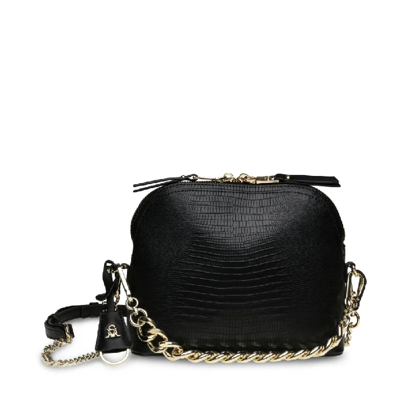 Canvas crossbody bag with a patchwork design for a casual and artsy feelBCHERRYS BLACK