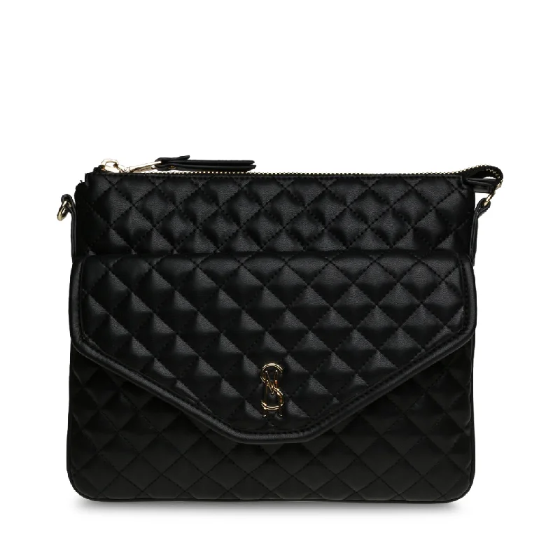 Crossbody bag with a magnetic snap closure for quick accessBFLAT BLACK MULTI