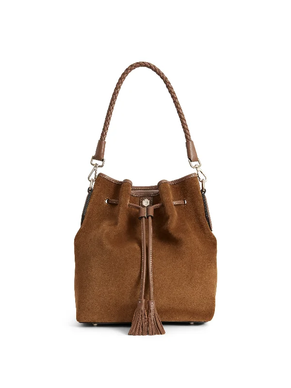 Mini crossbody bag with a chain strap for a trendy and compact lookBibury Bucket Bag - Tan Suede Mini crossbody bag with a chain strap for a trendy and compact lookBibury Bucket Bag - Tan Suede