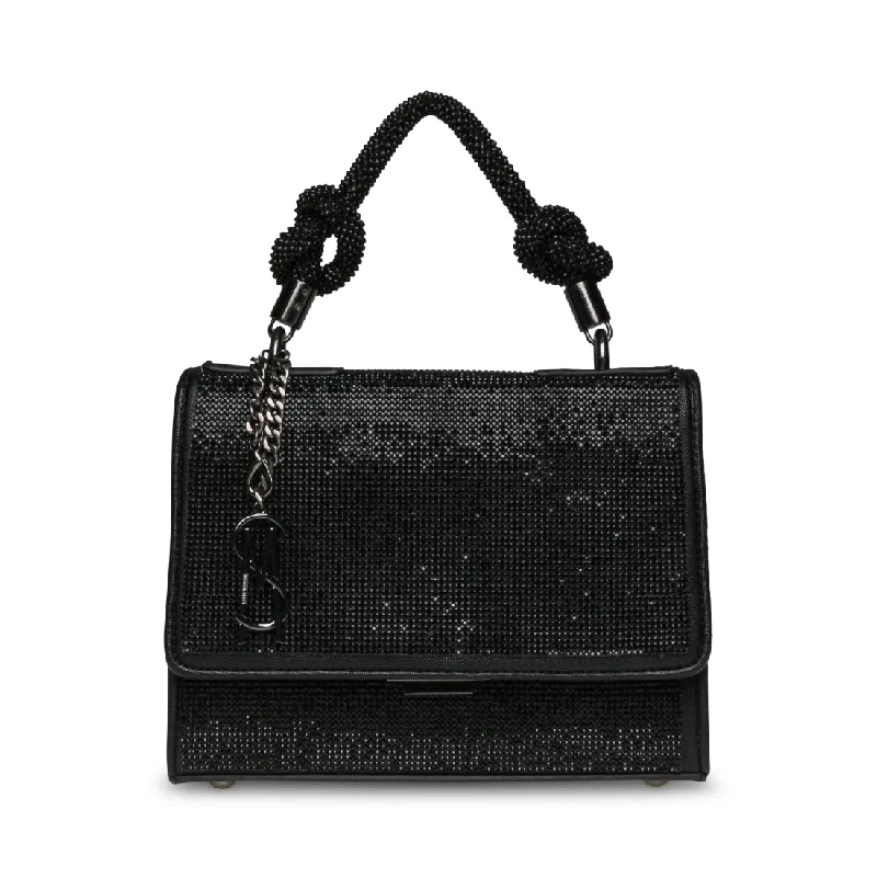Two - tone clutch with a contrast color lining for added styleBKNOTTED BLACK