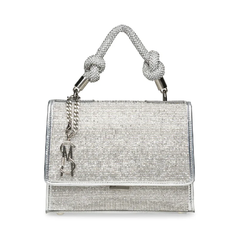 Sequined clutch in a metallic color for a party lookBKNOTTED SILVER