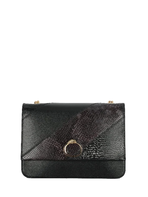 Canvas crossbody bag with a patchwork design for a casual and artsy feelBlack Animal Print Shoulder Bag Canvas crossbody bag with a patchwork design for a casual and artsy feelBlack Animal Print Shoulder Bag