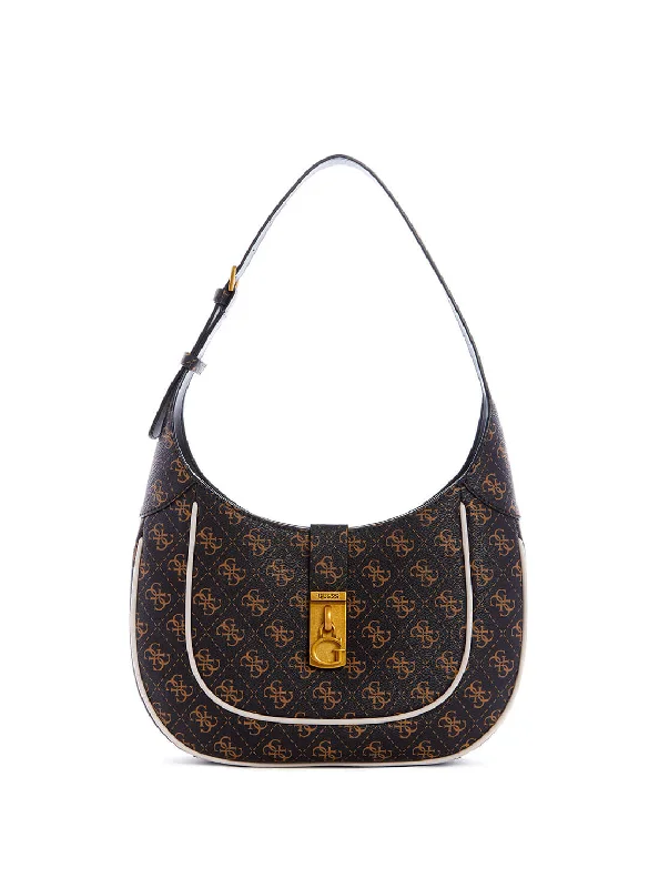 Black Brown Logo Maimie Hobo Bag