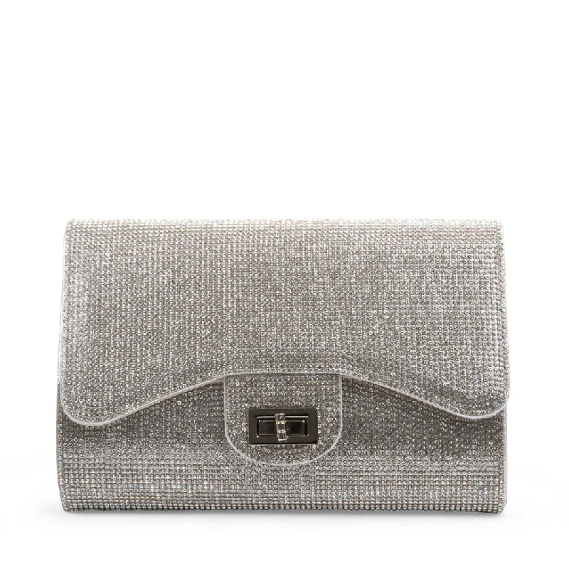 Clutch with a built - in mirror and compact for on - the - go touch - upsBLOLLY SILVER MULTI Clutch with a built - in mirror and compact for on - the - go touch - upsBLOLLY SILVER MULTI