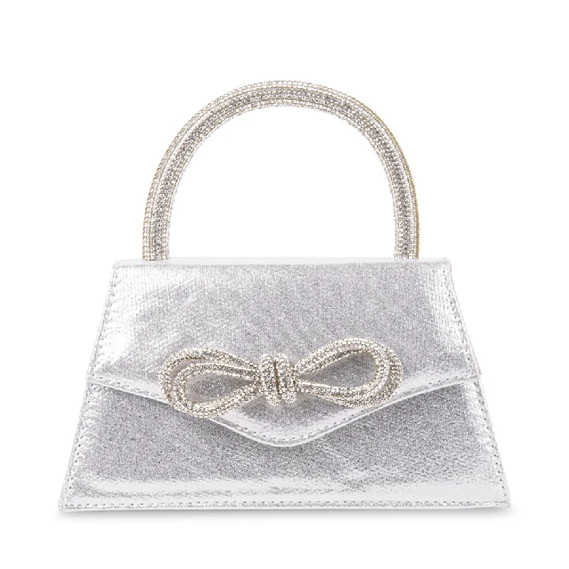 Leather evening bag with a gold - plated chain strap for a sophisticated lookBMACHY SILVER Leather evening bag with a gold - plated chain strap for a sophisticated lookBMACHY SILVER